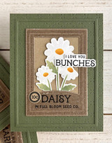 Handmade greeting card with flower son it and I love you bunches sentiment on it.