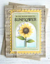 Handmade greeting card with sunflower on it and sunflower sentiment on it.