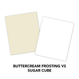 Graphic of TE Premium Cardstock - Buttercream Frosting being compared to Sugar Cube.