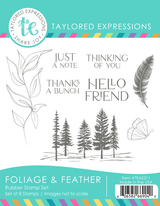 Graphic of Foliage & Feather Rubber Stamp Set which is used for papercrafting.