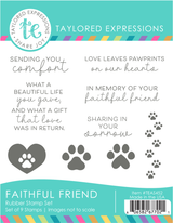 Graphic of Faithful Friend Stamp Set which includes sympathy sentiments for papercrafting.