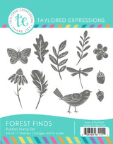 Graphic of Forest Finds Stamp Set which includes stamps for papercrafting.