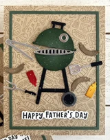 Handmade greeting card with apron on it and happy father's day sentiment on it.