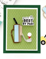 Handmade greeting card with golf clubs and you're the best by par sentiment on it.