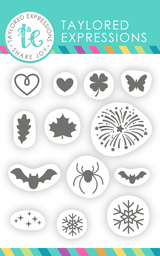 Graphic of Inky Doodles Clear Stamp - Holidays which include holiday stamps for papercrafting.