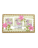 Handmade greeting card with flamingos on it and glad you're part of my flock sentiment on it.
