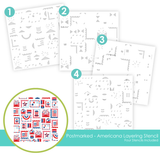 Graphic of Postmarked - Americana Layering Stencil which creates Fourth of July themed items for papercrafting.