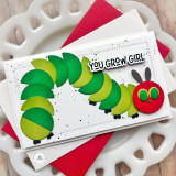 Handmade greeting card with circles on it and you grow girl sentiment on it.