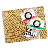 Handmade greeting card with camera on it and say cheese sentiment on it.