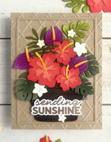 Handmade greeting card with flowers on it and sending sunshine sentiment on it.