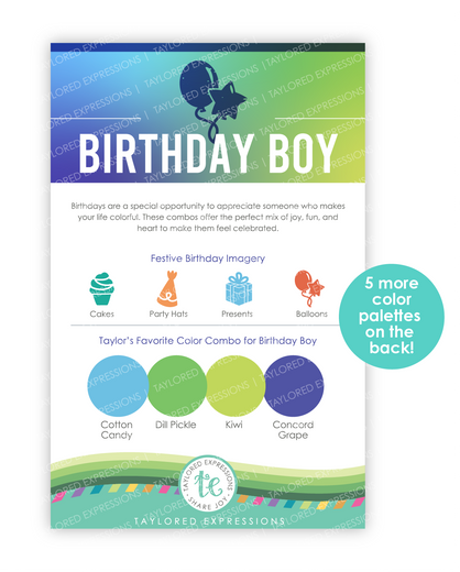 Graphic of Palette Playbook - Birthday Boy which is used for color matching.