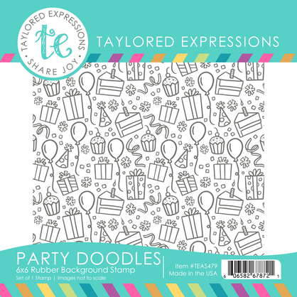 Graphic of Party Doodles 6x6 Background Stamp which is used for papercrafting.