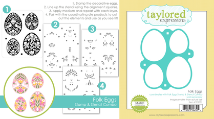 Folk Eggs Stamp & Stencil Combo + Die