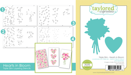 Triple Slim Layering Stencil - Hearts in Bloom + Dies