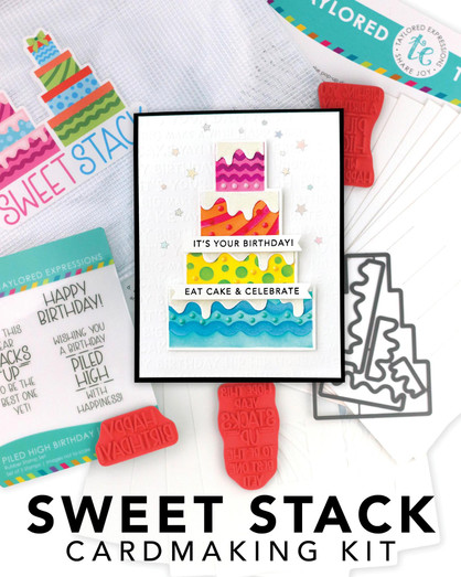 Graphic of Sweet Stack Cardmaking Kit which includes stamps & dies for papercrafting.