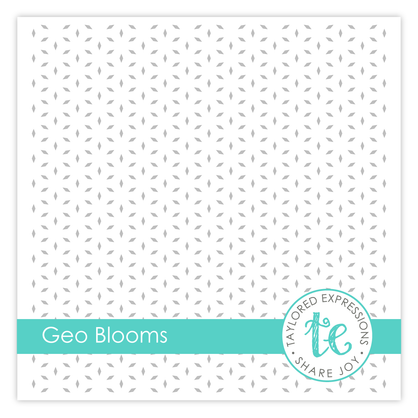 Graphic of Geo Blooms Stencil which is use for papercrafting.