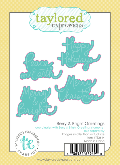 Graphic of Berry & Bright Greeting Dies which are used for papercrafting.