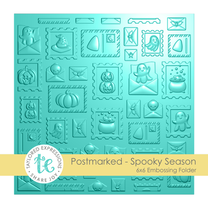 Graphic of 3D Embossing Folder - Postmarked - Spooky Season which is used for papercrafting.