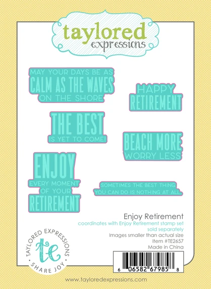 Graphic of Enjoy Retirement Dies which is used for papercrafting.
