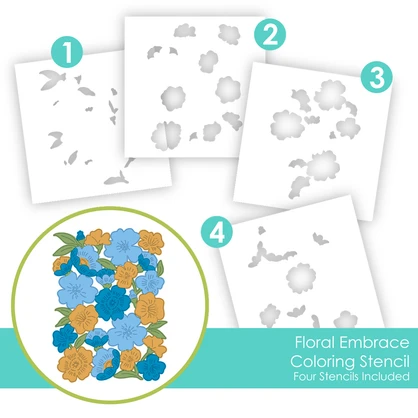 Graphic of Floral Embrace Coloring Stencil which is used for papercrafting.