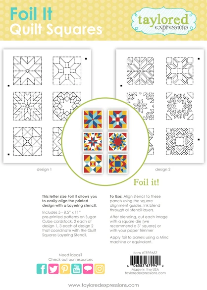 Graphic of Foil It - Quilt Squares which are used for papercrafting.