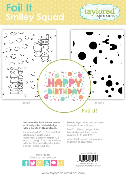 Graphic of Foil It - Smiley Squad which includes smiley faces for papercrafting.