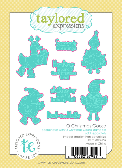 Graphic of O Christmas Goose Dies which includes geese for papercrafting.