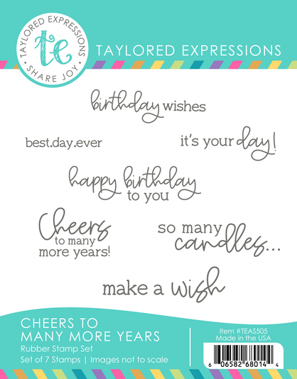 Graphic of Cheers to Many More Years Stamp Set which is used for papercrafting.