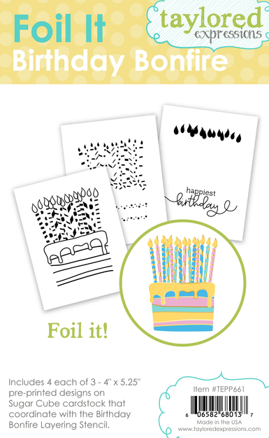 Graphic of Foil It - Birthday Bonfire which includes a birthday cake on it for papercrafting.