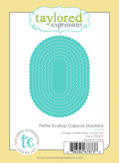 Graphic of Petite Scallop Capsule Stacklets Die Set that are used for papercrafting.
