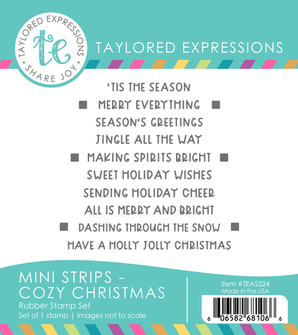 Graphic of Mini Strips Stamp - Cozy Christmas which is used for papercrafting.