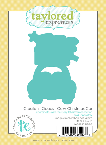 Graphic of Create-in-Quads - Cozy Christmas Car Die which is used for papercrafting.