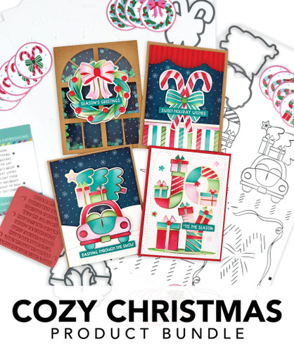 Graphic of Cozy Christmas Bundle which is used for cardmaking.