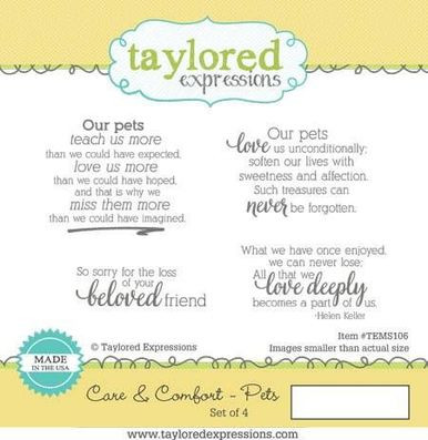 Graphic of Care and Comfort Stamp Set - Pets which features quotes for pets for papercrafting.
