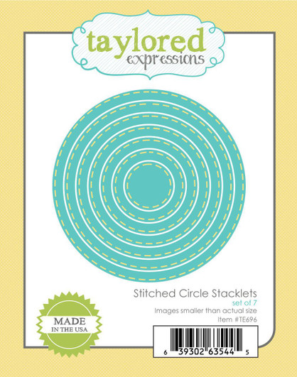 Graphic of stitched circle stacklets steel die for paper crafting.