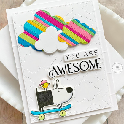 Handmade greeting card with bird and dog on it and you are awesome sentiment on it.