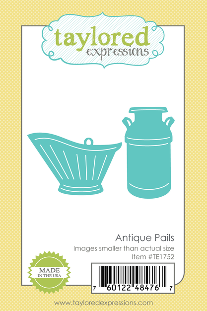 Graphic of antique pails steel die set for paper crafting.