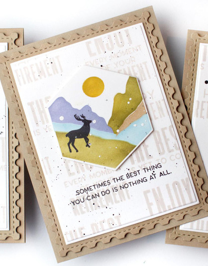Handmade greeting card with a deer on it in the wilderness and sometimes the best thing you can do is nothing at all sentiment on it.