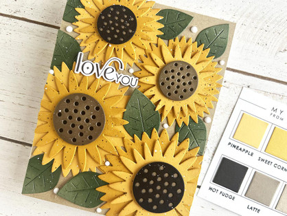 Handmade greeting card with sunflowers on it and love you sentiment on it.