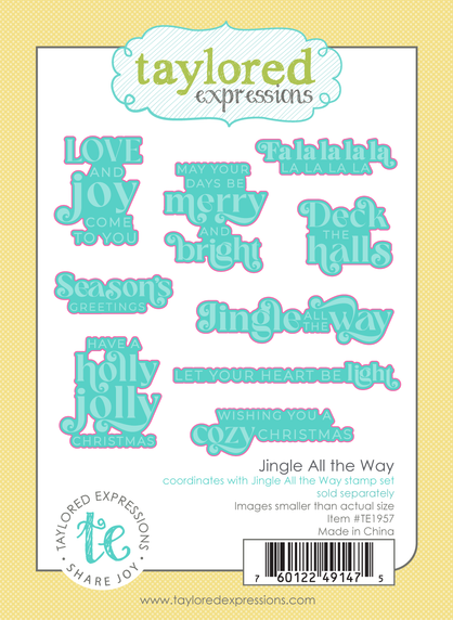 Graphic of Jingle All the Way steel die sentiment cut out for paper crafting.