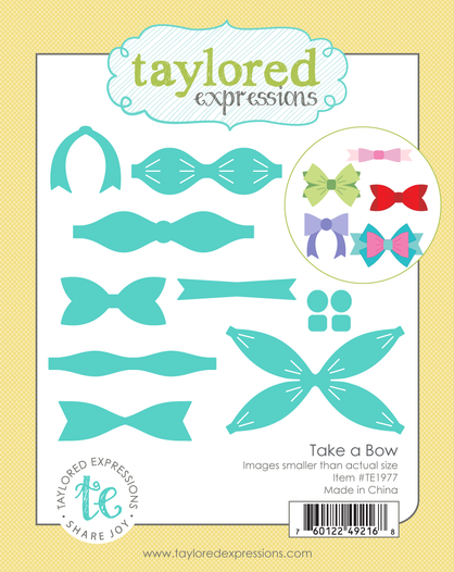 Graphic of Take a Bow steel die set that includes different bows for paper crafting.