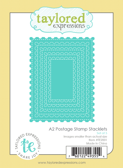 Graphic of A2 Postage Stamp Steel Die Stacklets set for paper crafting.