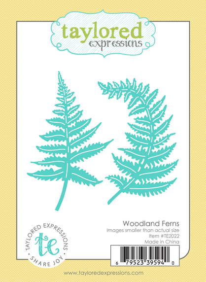 Graphic of two Woodland Ferns steel die set for paper crafting.