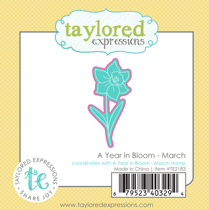 Graphic of a year in bloom - march steel die of flower for paper crafting.