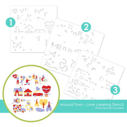 Around Town - Love Layering Stencil