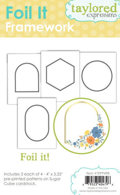 Graphic of four different shaped frames for foiling for papercrafting.