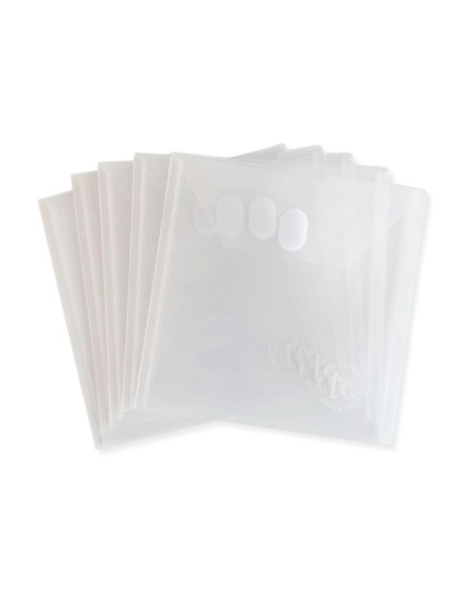 Five storage project pouches measuring by 7 1/2 x 71/2 for paper crafting.