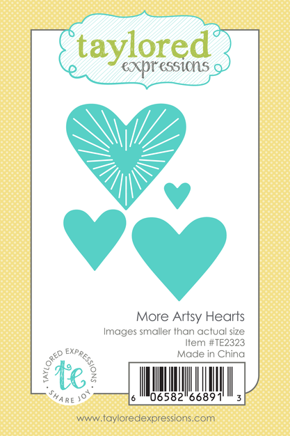 Graphic of More Artsy Hearts Die Set which includes four heart shaped dies for papercrafting.