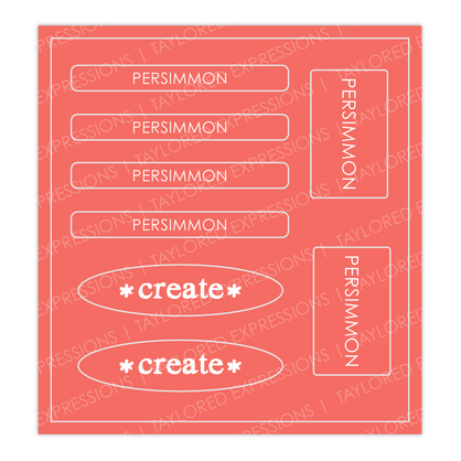 Graphic of Love to Label Sticker sheets with the orange color, Persimmon.