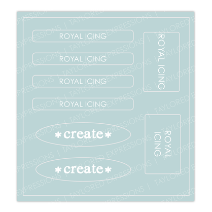 Graphic of Love to Label Sticker sheets with the blue color, Royal Icing.